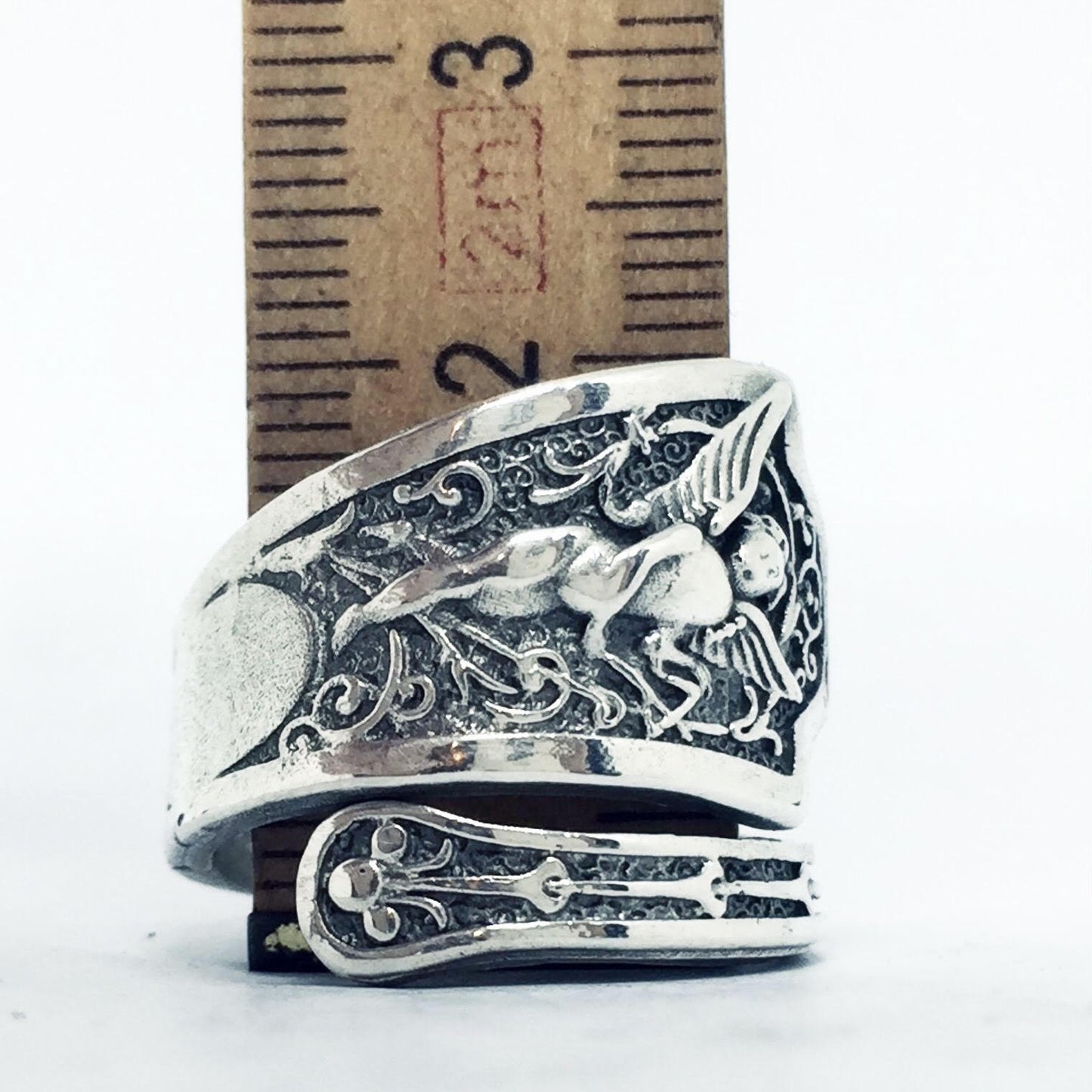 Anello in argento 925 a SPIRALE ANGELO, realizzato con antica posata