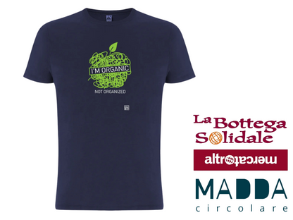 Maglietta, t-shirt maniche corte Blu in 100% cotone Bio - I'M ORGANIC/FAIR TRADE - linea Exstra track - L