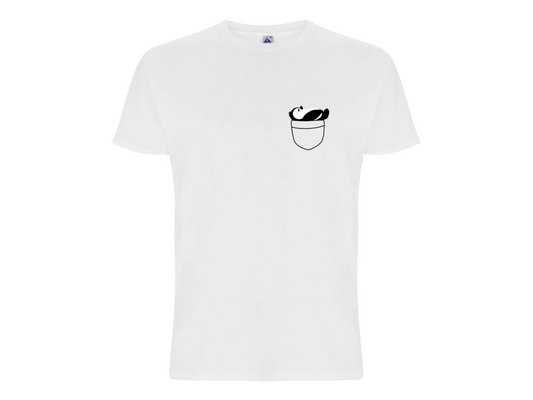 Maglietta, t-shirt bianca a maniche corte, 100% cotone Bio, Pinguino L