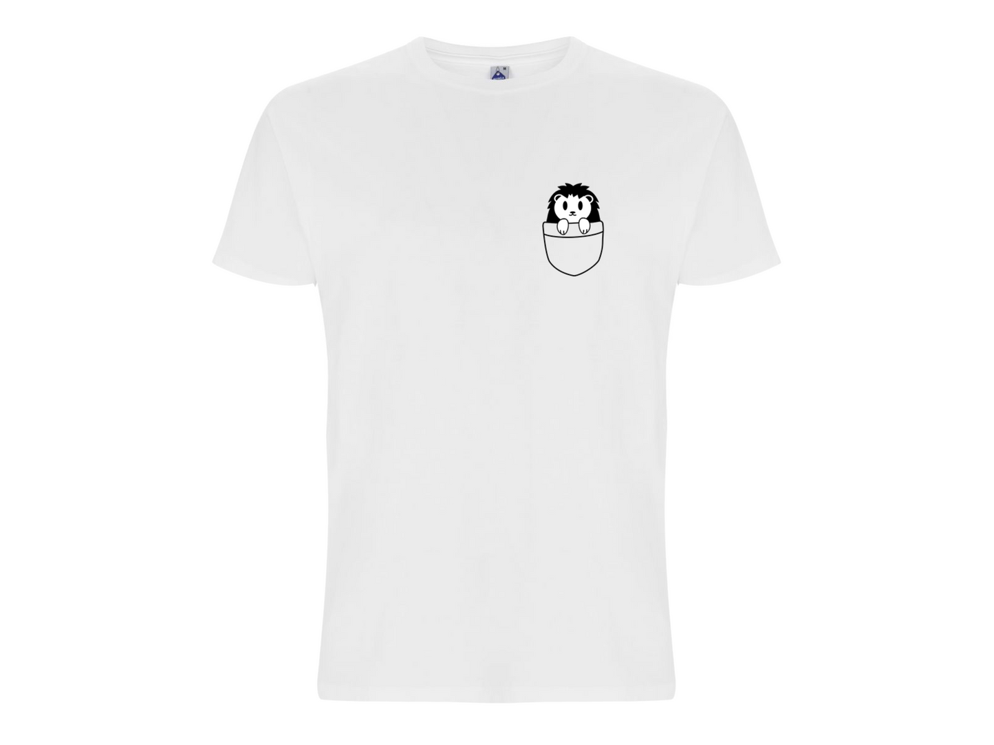 Maglietta, t-shirt bianca in 100% cotone Bio; Riccio; Taglia L