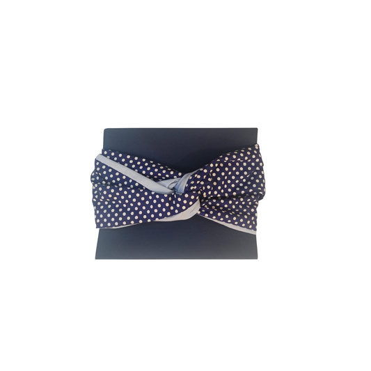 Fascia per capelli a pois, con ferretto modellabile in cotone double face - pezzo unico