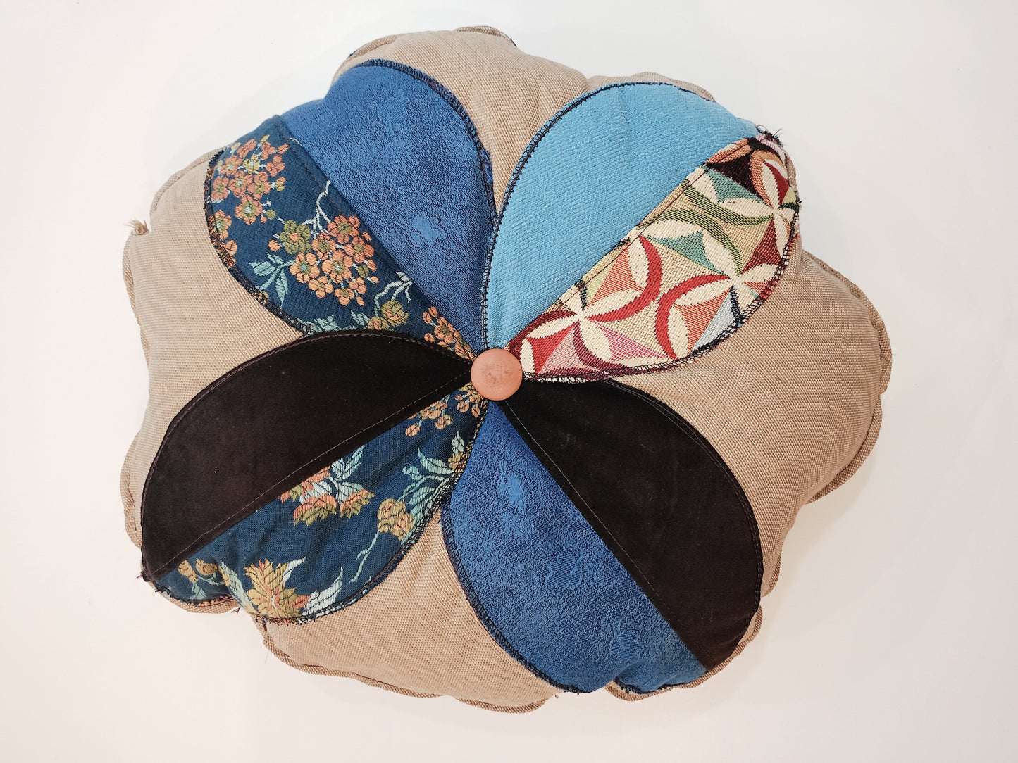 Cuscino rotondo divano patchwork double face