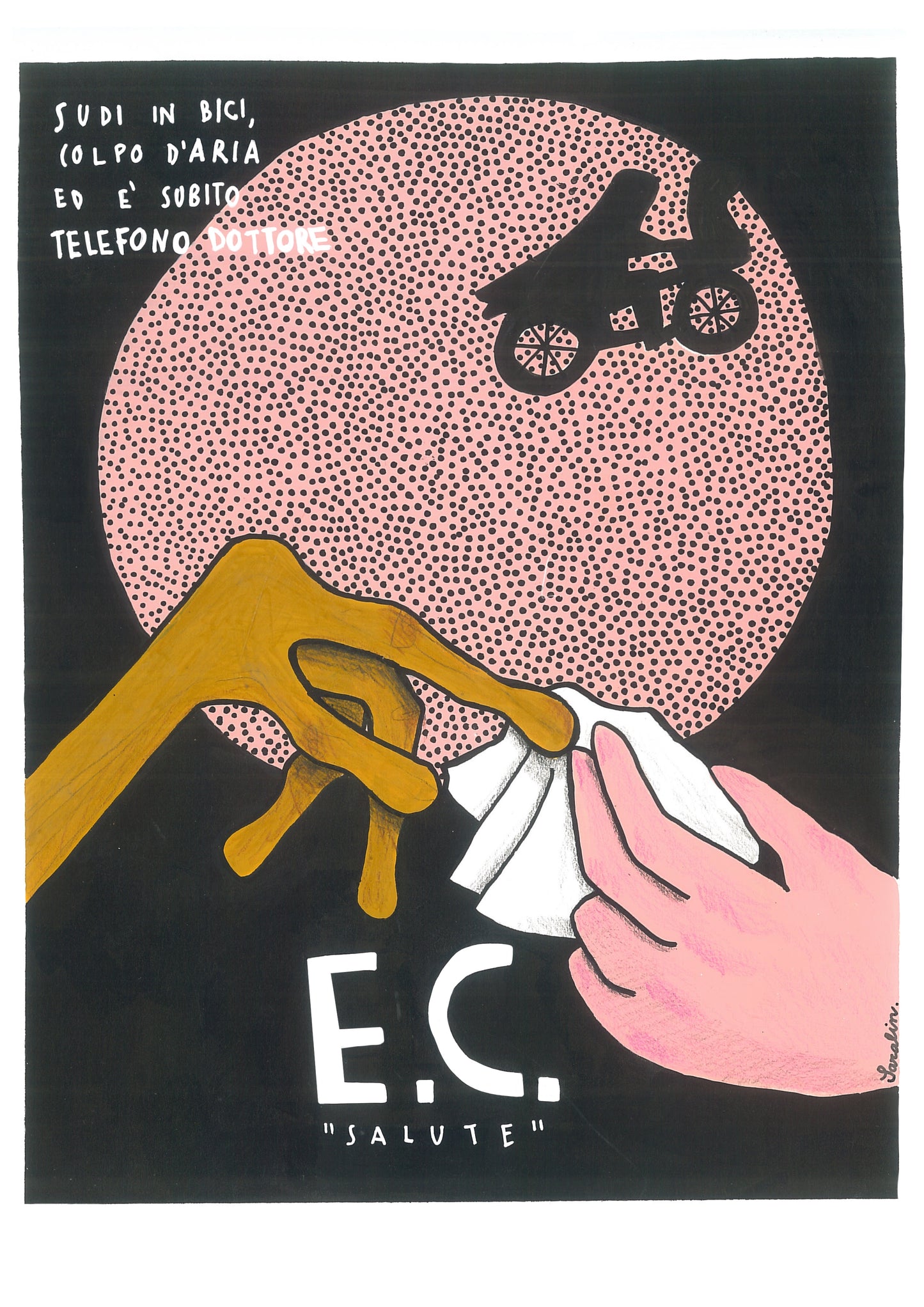 Illustrazione locandina film  ET - Travisate - -E.C. Salute su carta riciclata - A3