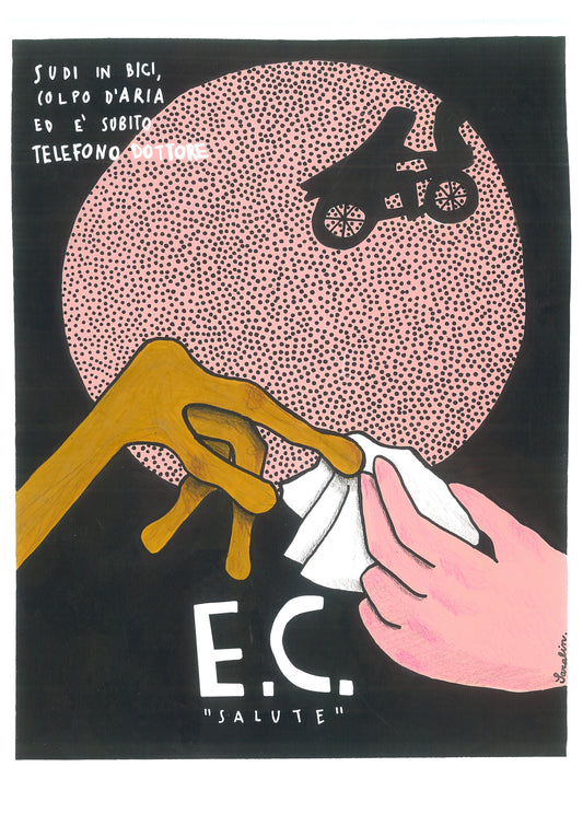 Illustrazione locandina film  ET - Travisate - -E.C. Salute su carta riciclata - A3