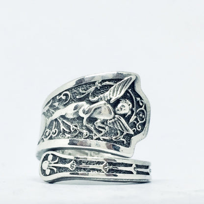 Anello in argento 925 a SPIRALE ANGELO, realizzato con antica posata