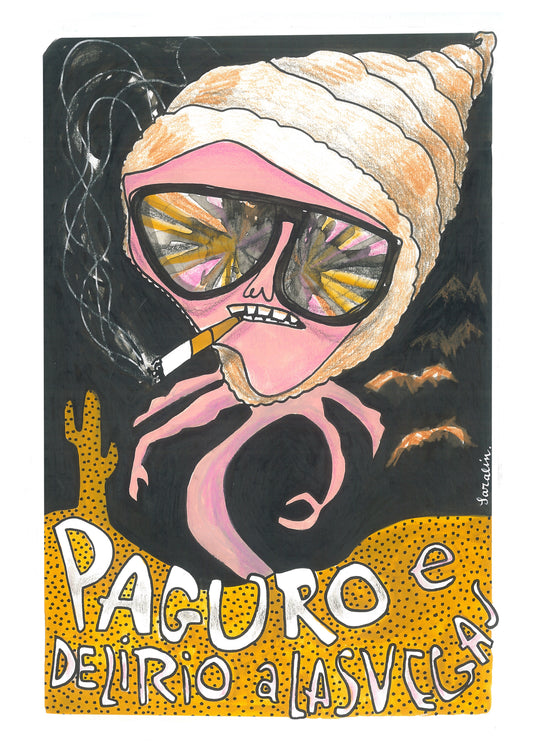 Illustrazione locandina film  Paura e Delirio a Las Vegas - Travisate - -Paguro e Delirio a Las Vegas - A3