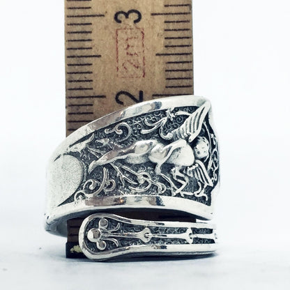 Anello in argento 925 a SPIRALE ANGELO, realizzato con antica posata